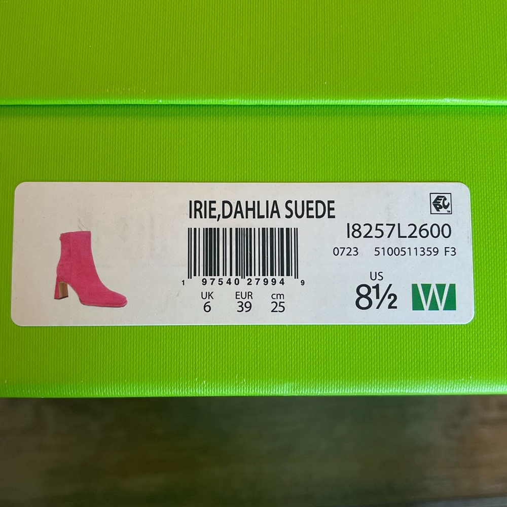 NIB SAM EDELMAN IRIE SQUARE TOE BRIGHT DAHLIA SUEDE ANKLE BOOTIE WOMENS 8.5 WIDE - Picture 15 of 15